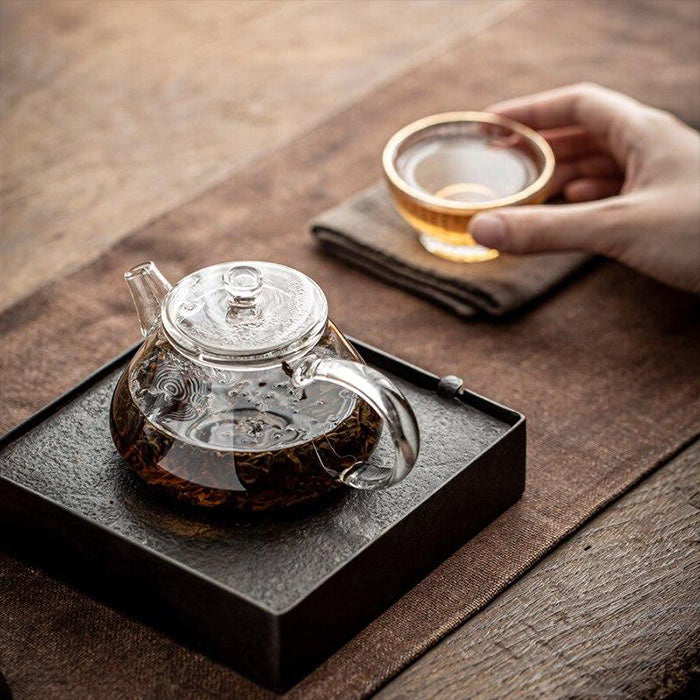 Tasse à Thé En Verre Borosilicaté Avec Couvercle - Style Chinois, Pratique Pour Infusion, 11x8 Cm
