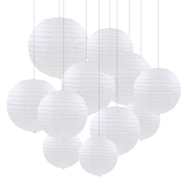 Lot De 11 Lanternes Chinoises Rondes Dorées En Papier - Décoration De Fête Pour Mariage, Anniversaire, Noël - Boules Suspendues DIY